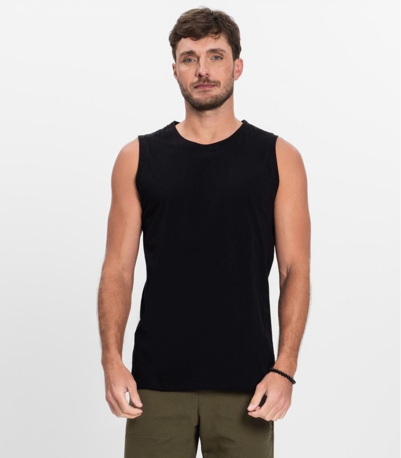 Regata Masculina Básica Meia Malha Diametro Preto