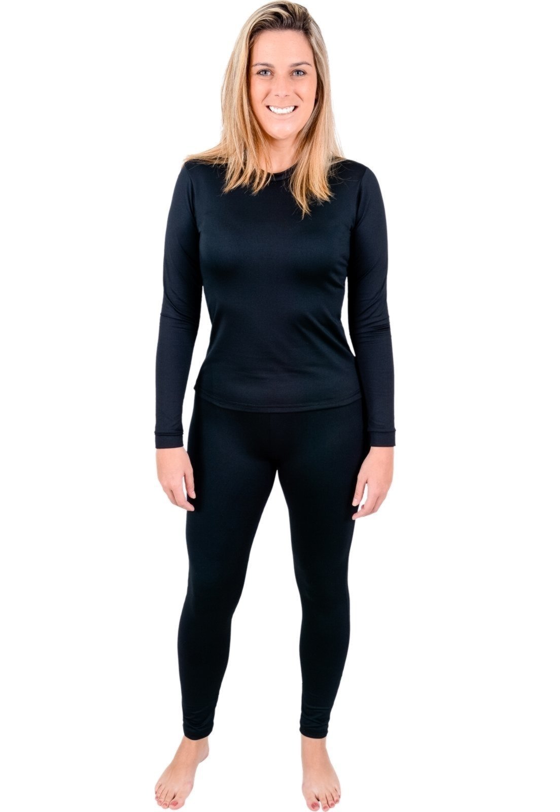 Conjunto Térmico RT Frio Extremo Feminino Segunda Pele 250g Peluciada com Fleece Inverno Viagem Neve Moto Esportes Outdoor Preto