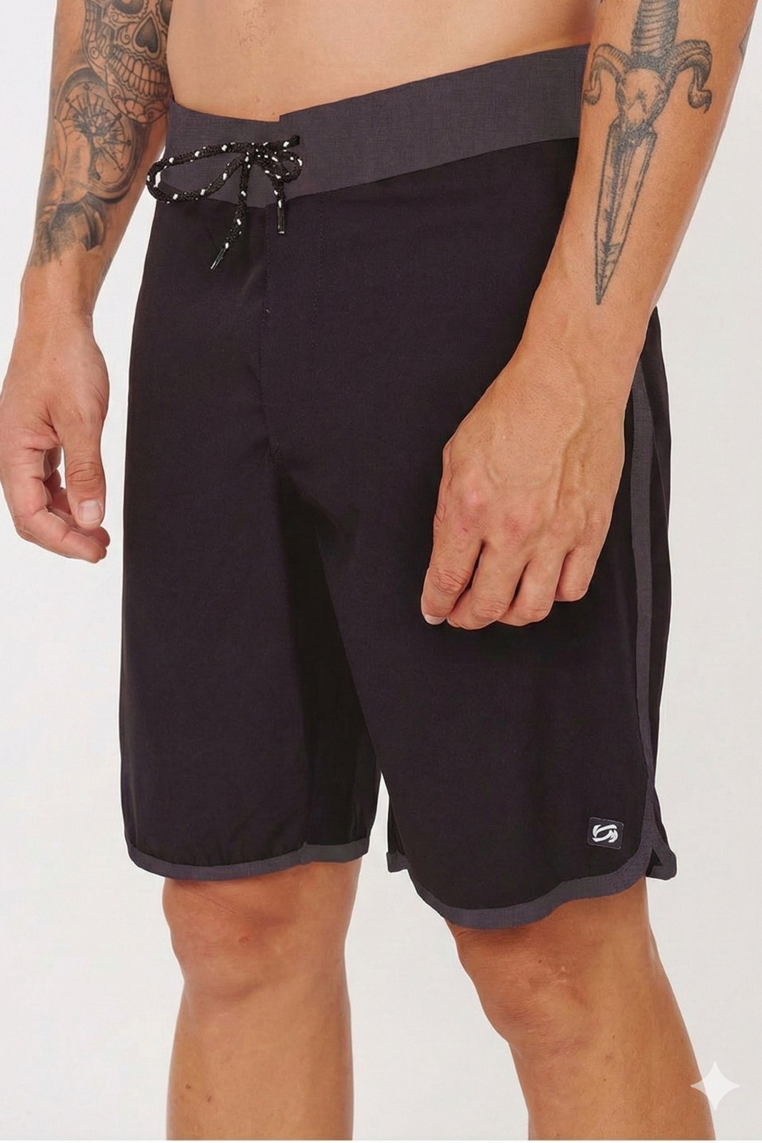 Vista 2 Boardshort Masculino Microfibra Vida Marinha Performance com Elastano preto Vida Marinha preto