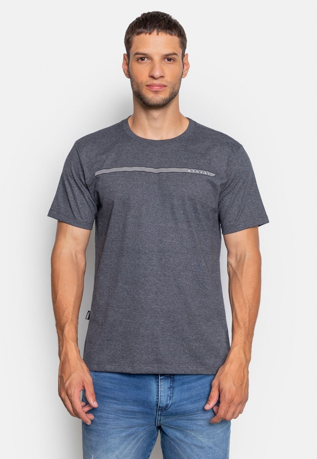 Camiseta Fatal Estampada Dot Preta Mescla