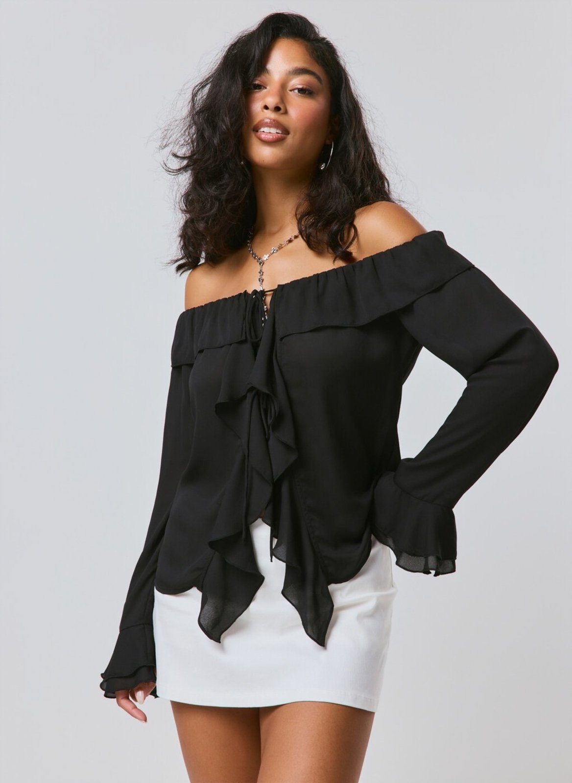Blusa Ombro A Ombro Com Babados