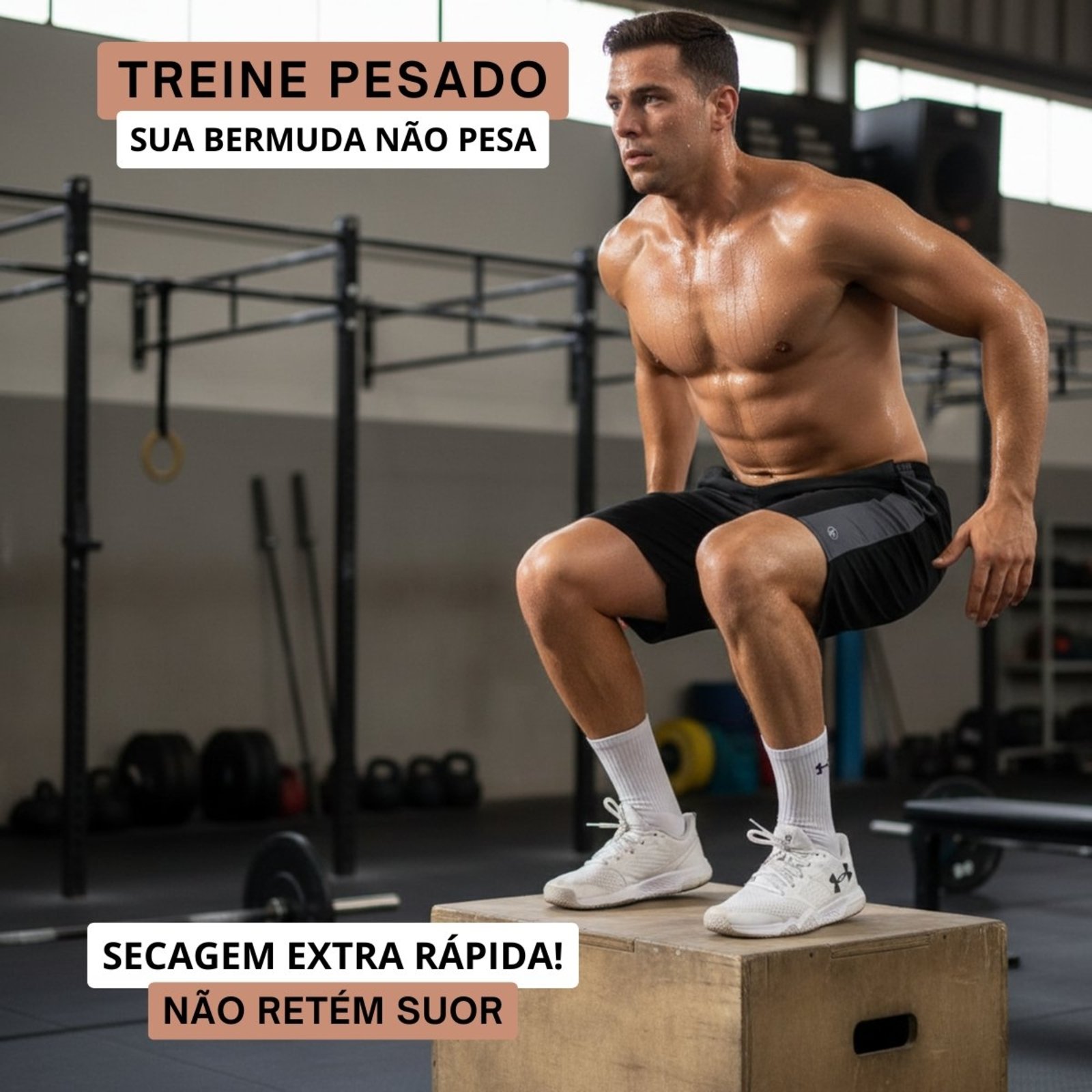 Kit 2 Bermudas Short Masculino Tactel com Elastano Treino Academia Praia Verão Cross