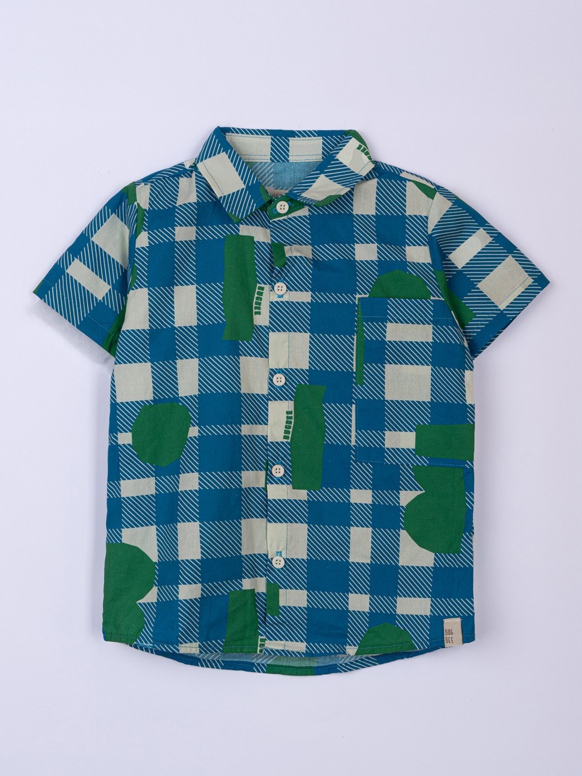 Vista 2 Infantil - Camisa Bugbee Menino em Tecido xadrez Bugbee xadrez