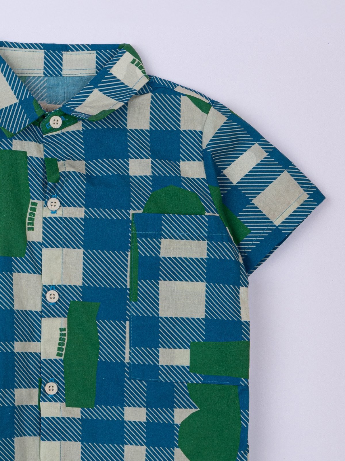 Vista 3 Infantil - Camisa Bugbee Menino em Tecido xadrez Bugbee xadrez