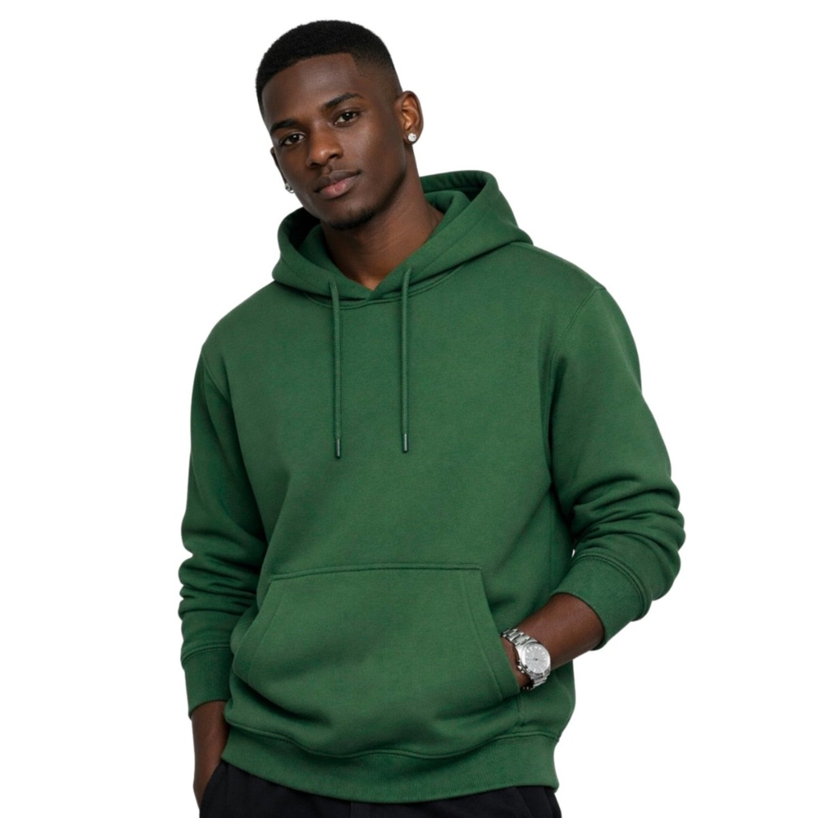 Blusa de Moletom Relaxado Canguru Com Capuz Macio Quente