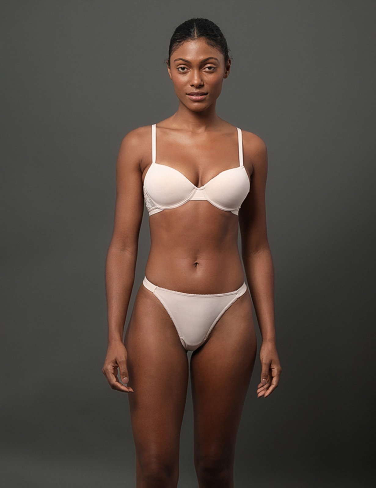 Vista 2 Calcinha Fio Dental String Soft Lace Calvin Klein Underwear - Pessego Calvin Klein Jeans nude Calvin Klein Jeans nude