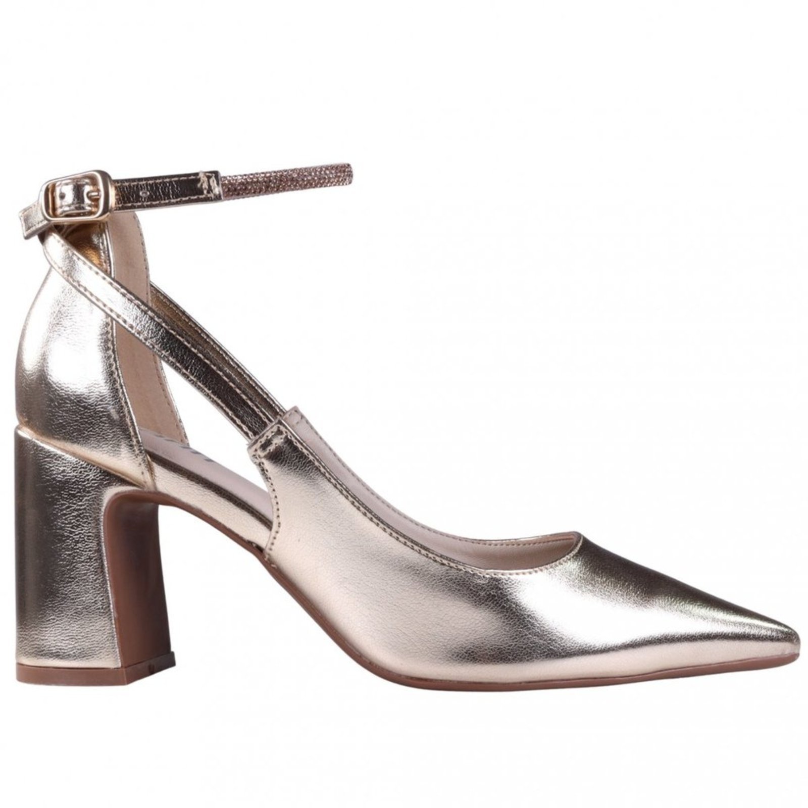 Scarpin Feminino Zariff Salto Bloco 7021-223 Zariff Dourado