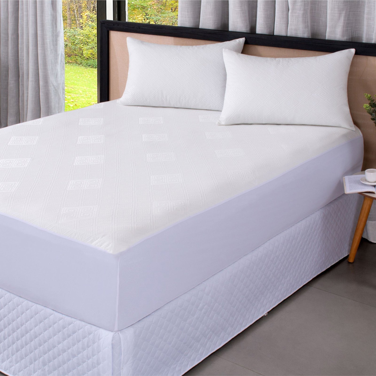 Protetor Colchão Jacquard Impermeável Casal 3 Peças - Branco - 100% Poliéster