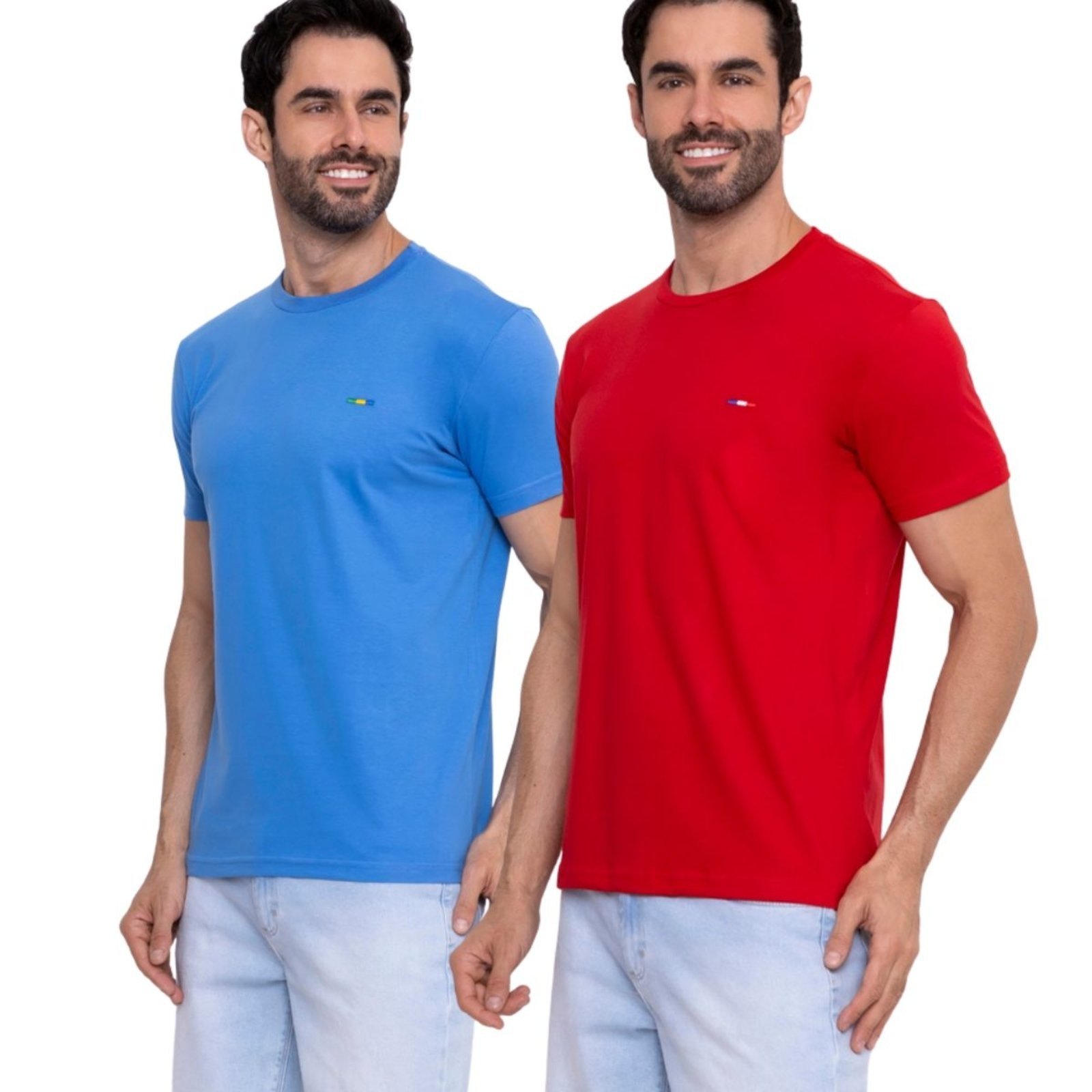 Kit 2 Camisetas Premium Azul Royal e Vermelho