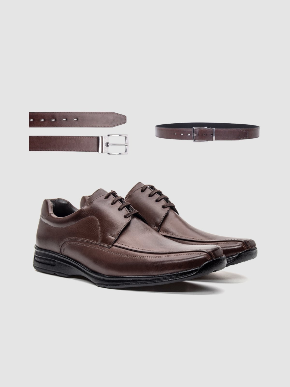 Kit Sapato Social Marrom Escuro Masculino Com Cinto Conforto Resistencia Sofisticação E Estilo Zapattero