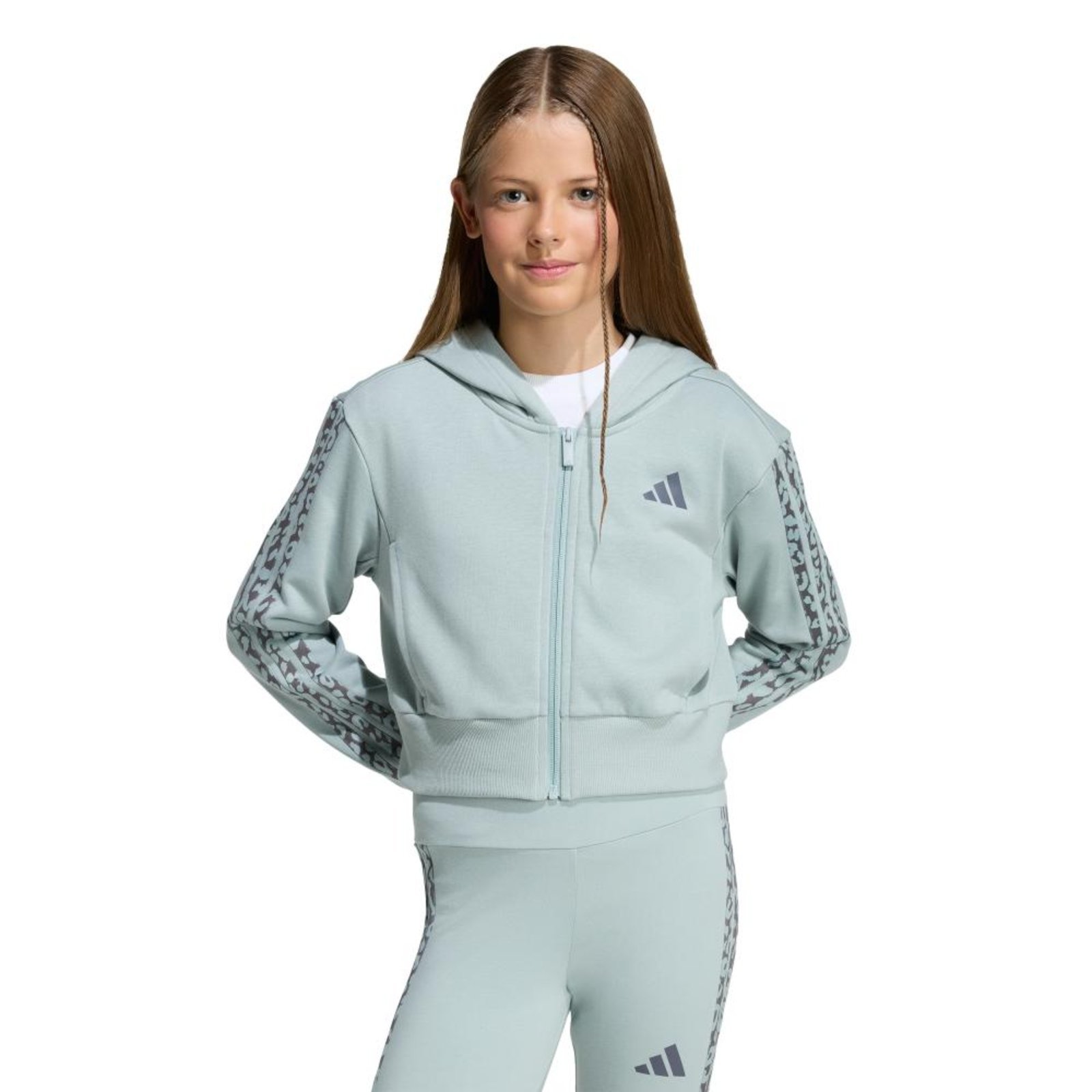 Infantil - Blusa Capuz Frontal Seasonals Animal Fecho Zíper Adidas Sportswear Verde