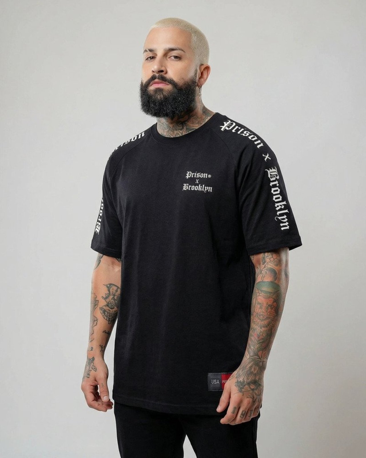 Camiseta Raglan Streetwear Brooklyn X Prison Preto