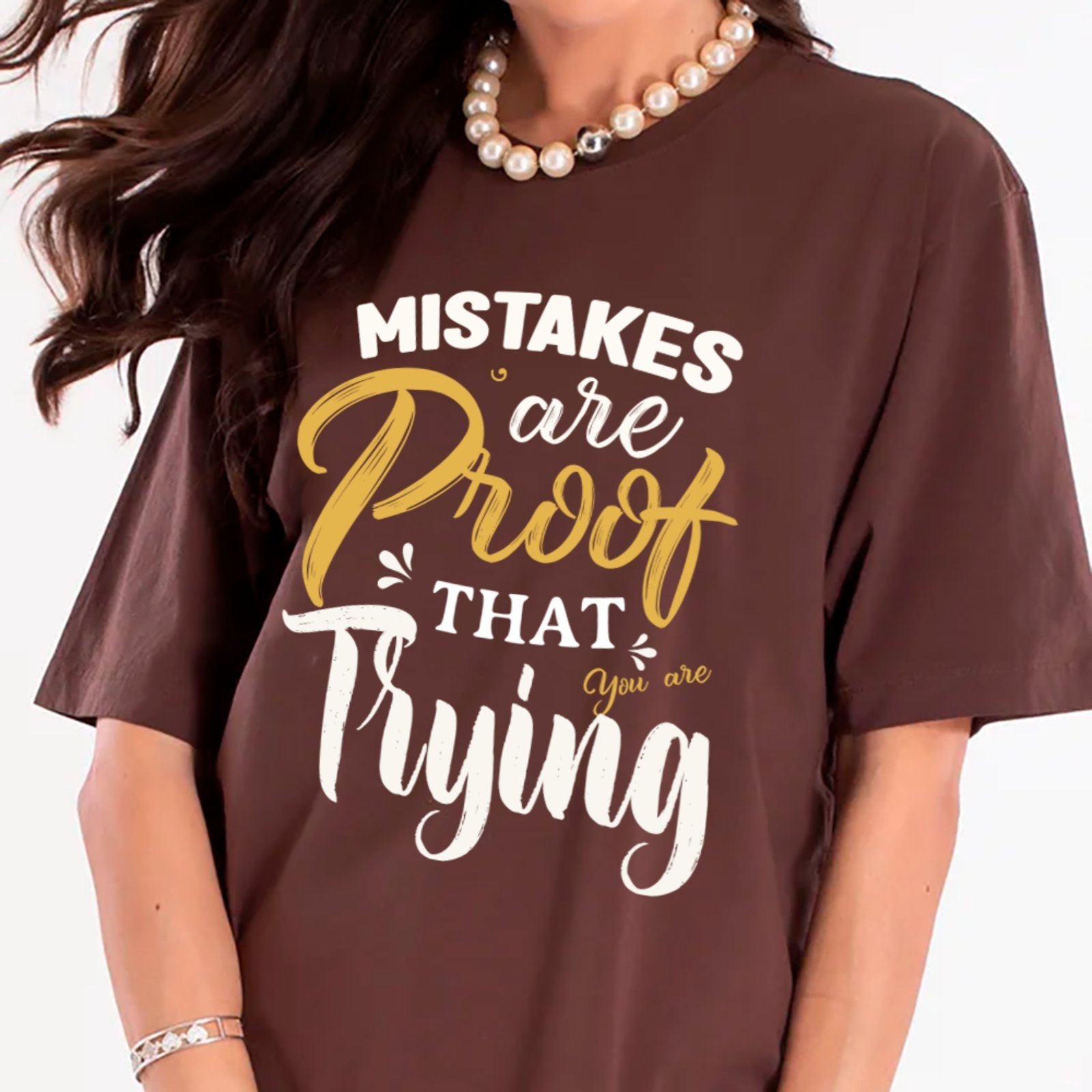 Camiseta Ousy Motivacional De Superação Oversized Unissex Marrom