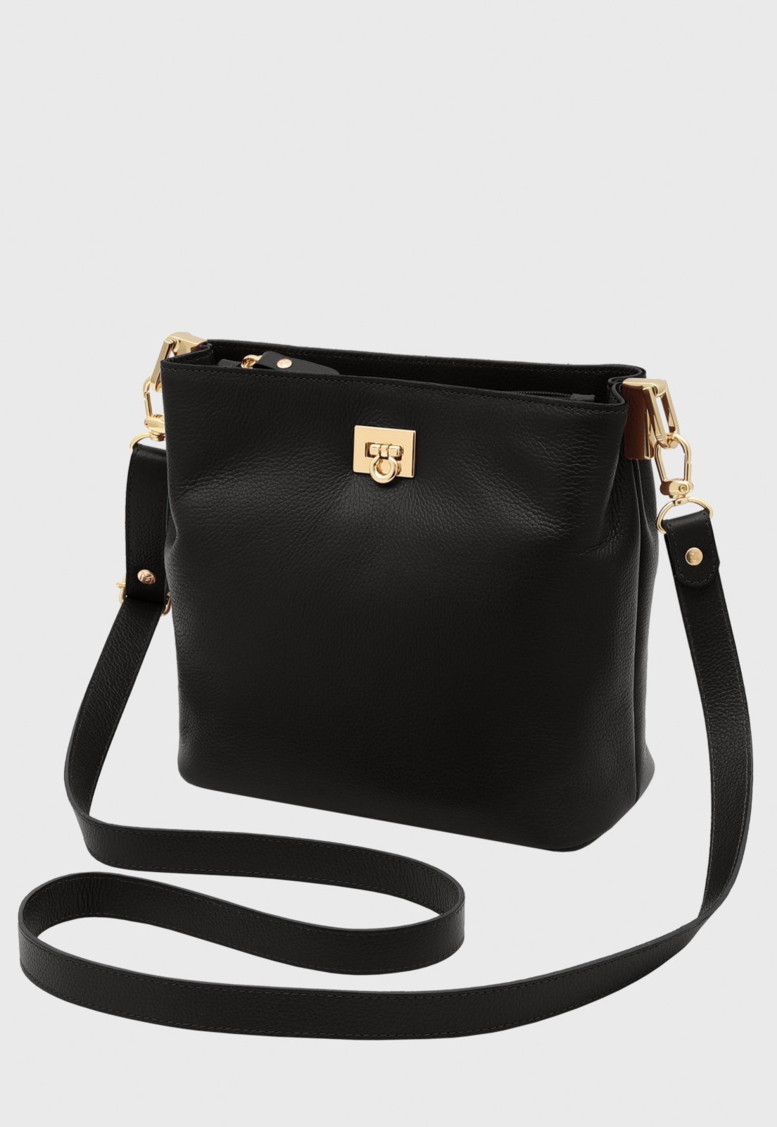 Bolsa Transversal Couro Mariart Juá Preta