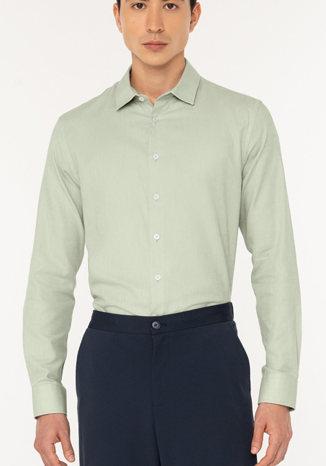 Camisa De Mangas Longas Slim Fit Em Oxford Responsável
