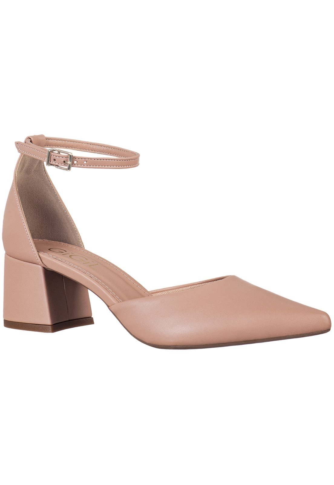Vista 3 Scarpin Feminino GiGiL Bico Fino Salto Grosso Saia E Blusa Salomé preto Gigil preto