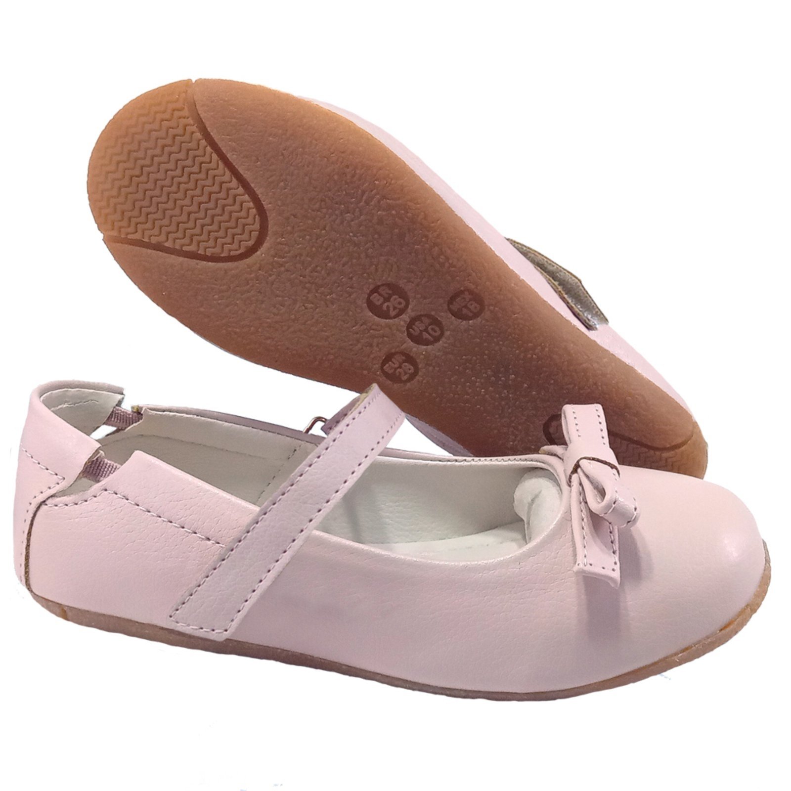 Vista 3 Infantil - Sapatilha Menina de Fivela Enfeite Laço Ajuste Elástico Sapato Boneca Bailarina Kimey Rosa branco rosa Kimey branco rosa