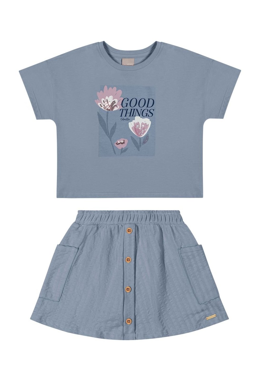 Infantil – Conjunto Menina Flores Colorittá Azul