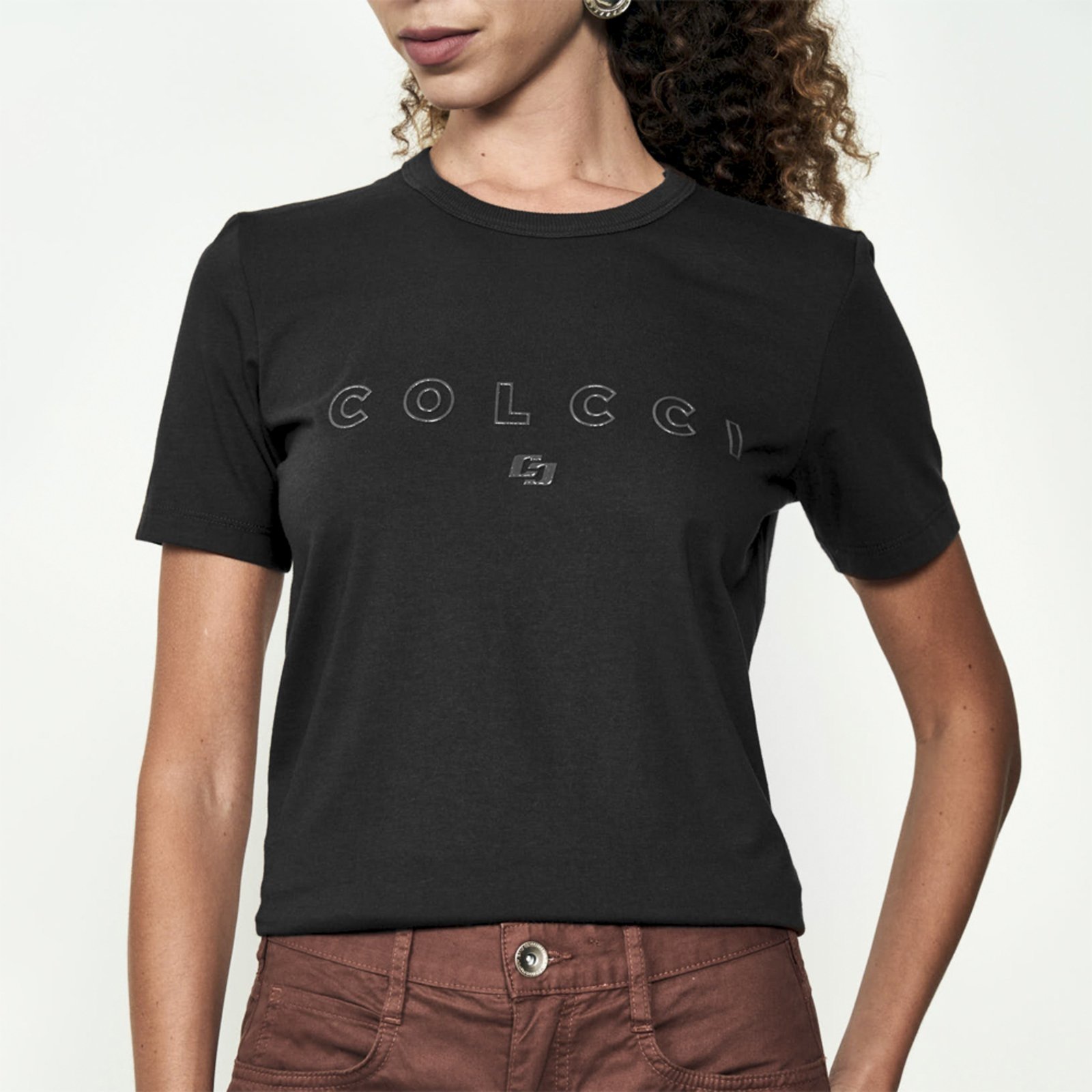 Camiseta Colcci Letter Ou25 Preto Feminino