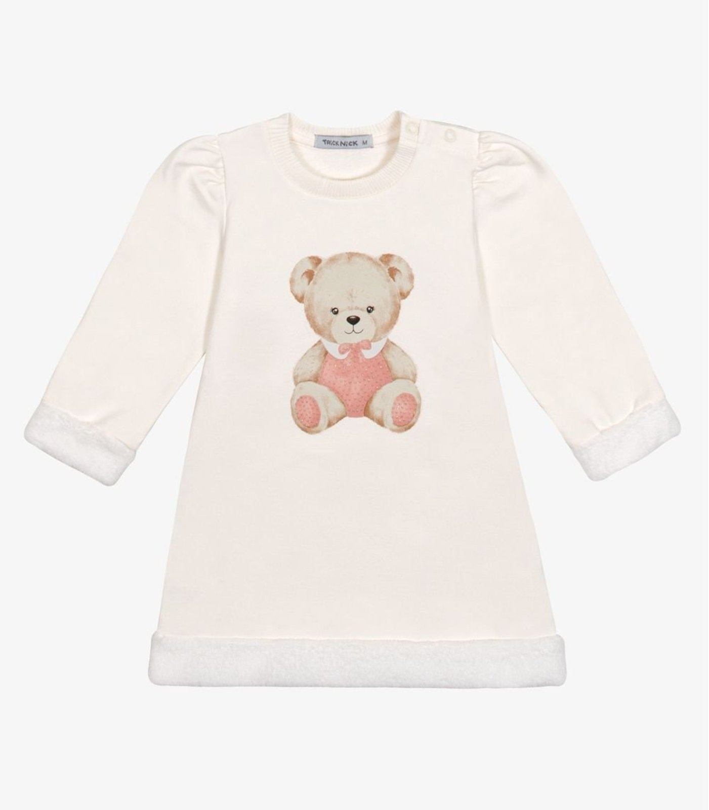 Infantil - Vestido Peluciado Manga Longa Trick Nick Bege