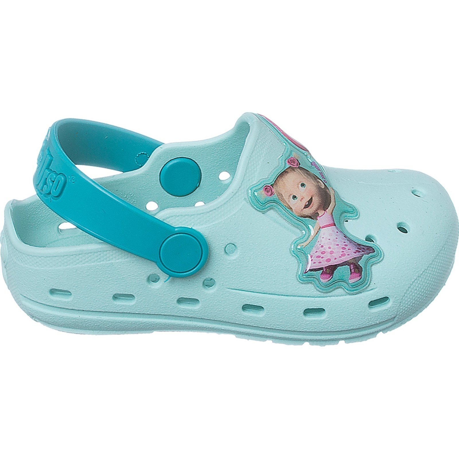 Vista 3 Infantil - Sandália Babuche Menina Pé com Pé Desenho Animado Masha Papete Confortável Macia Água verde Pé com pé verde