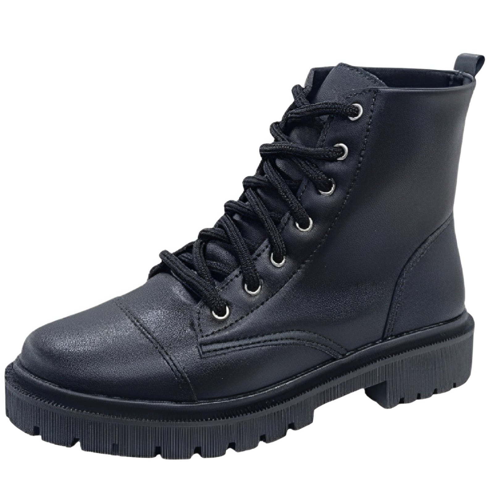 Bota Coturno Tratorado Sola Baixa Bloco Liso Preto Santa Rosa