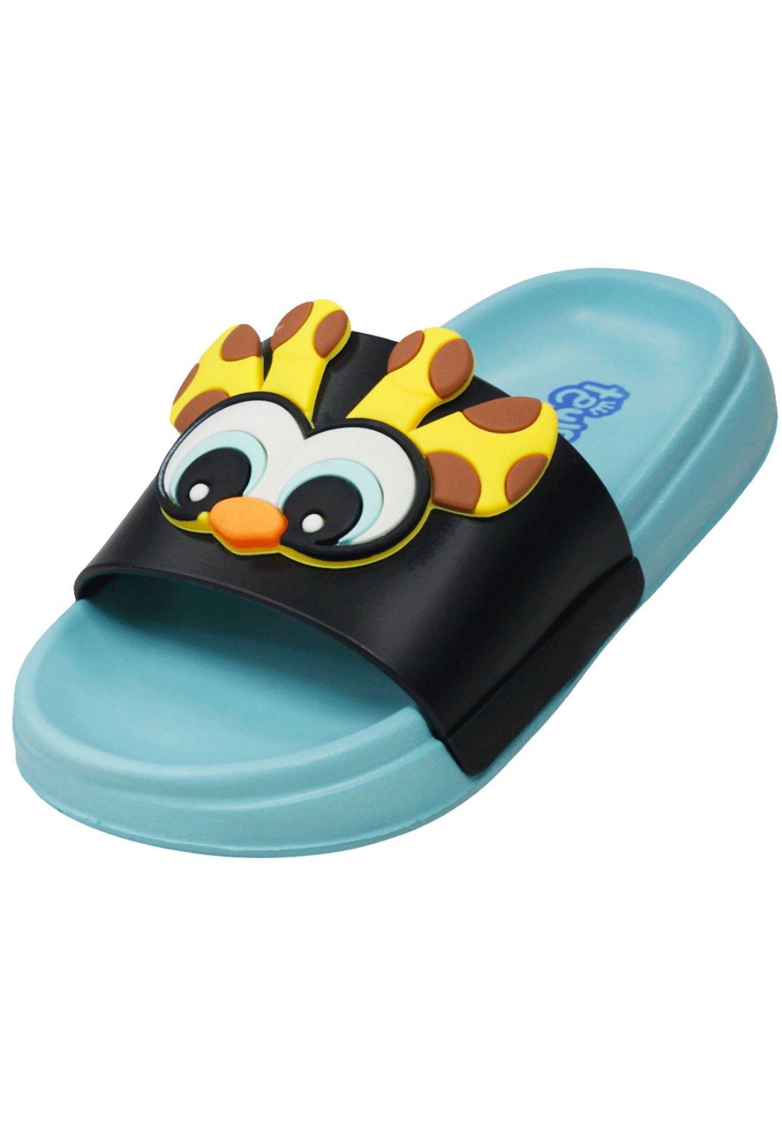 Infantil - Chinelo Slide Plugt Menino Floquinho Girafa Azul Preto