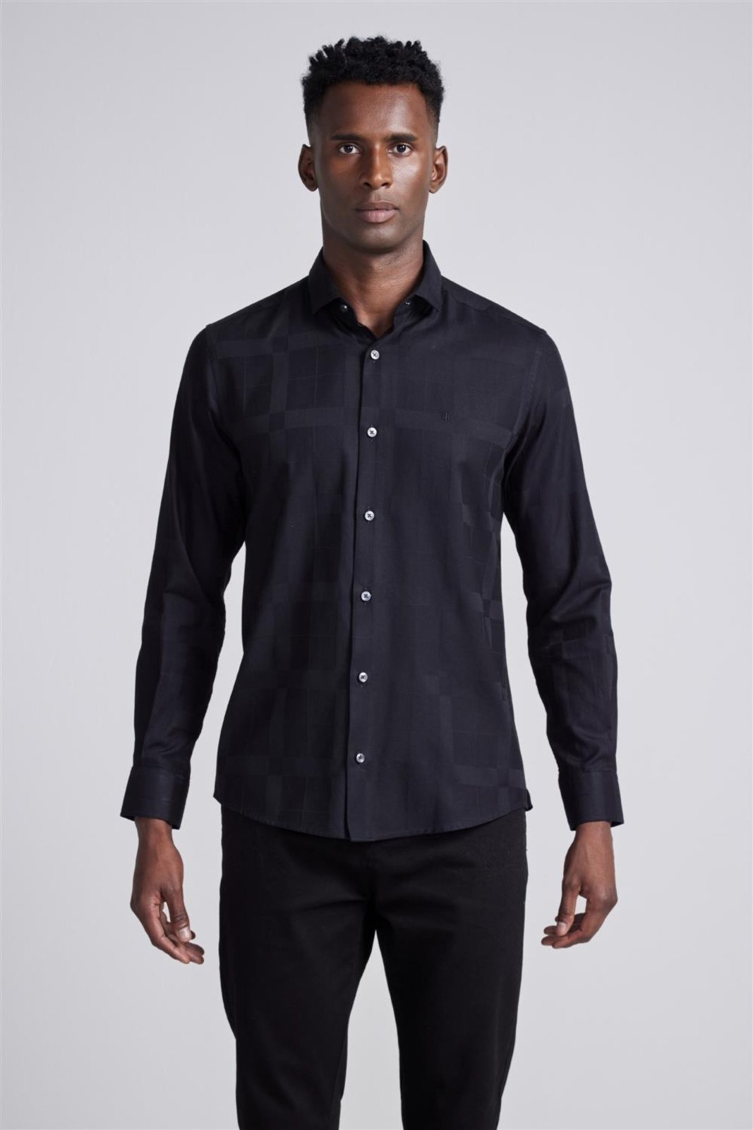 HIGHSTIL Camisa Algodão Egípcio Slim Fit Listrada - Preto