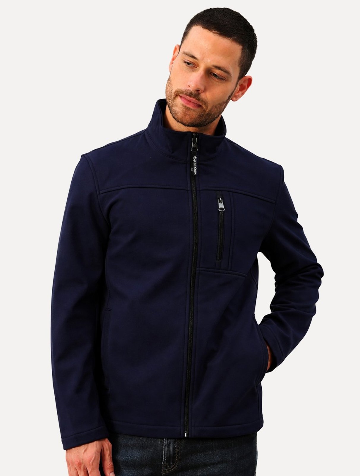 Jaqueta Calvin Klein Masculina Basic FullZiper Aquaguard Azul Marinho