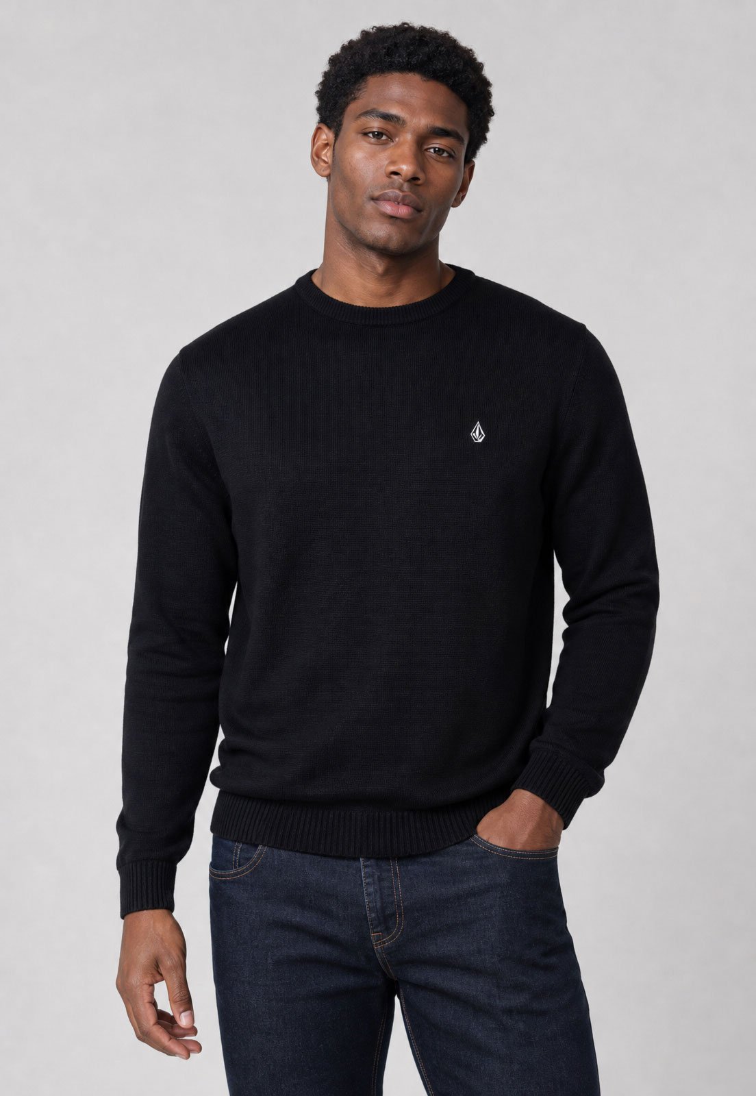 Suéter Masculino Volcom Logo Preta