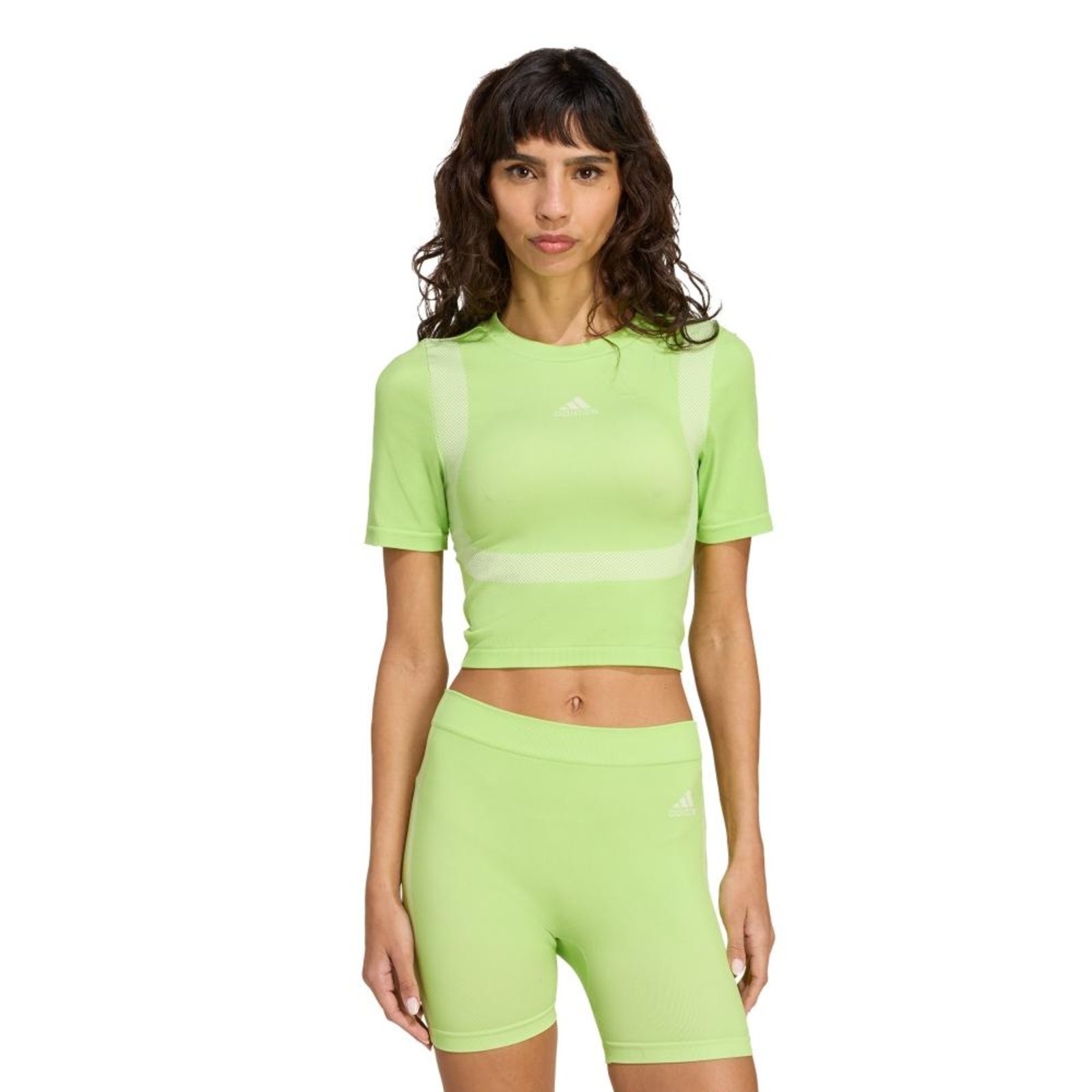 Camiseta baby look Techfit sem costura adidas Originals Verde