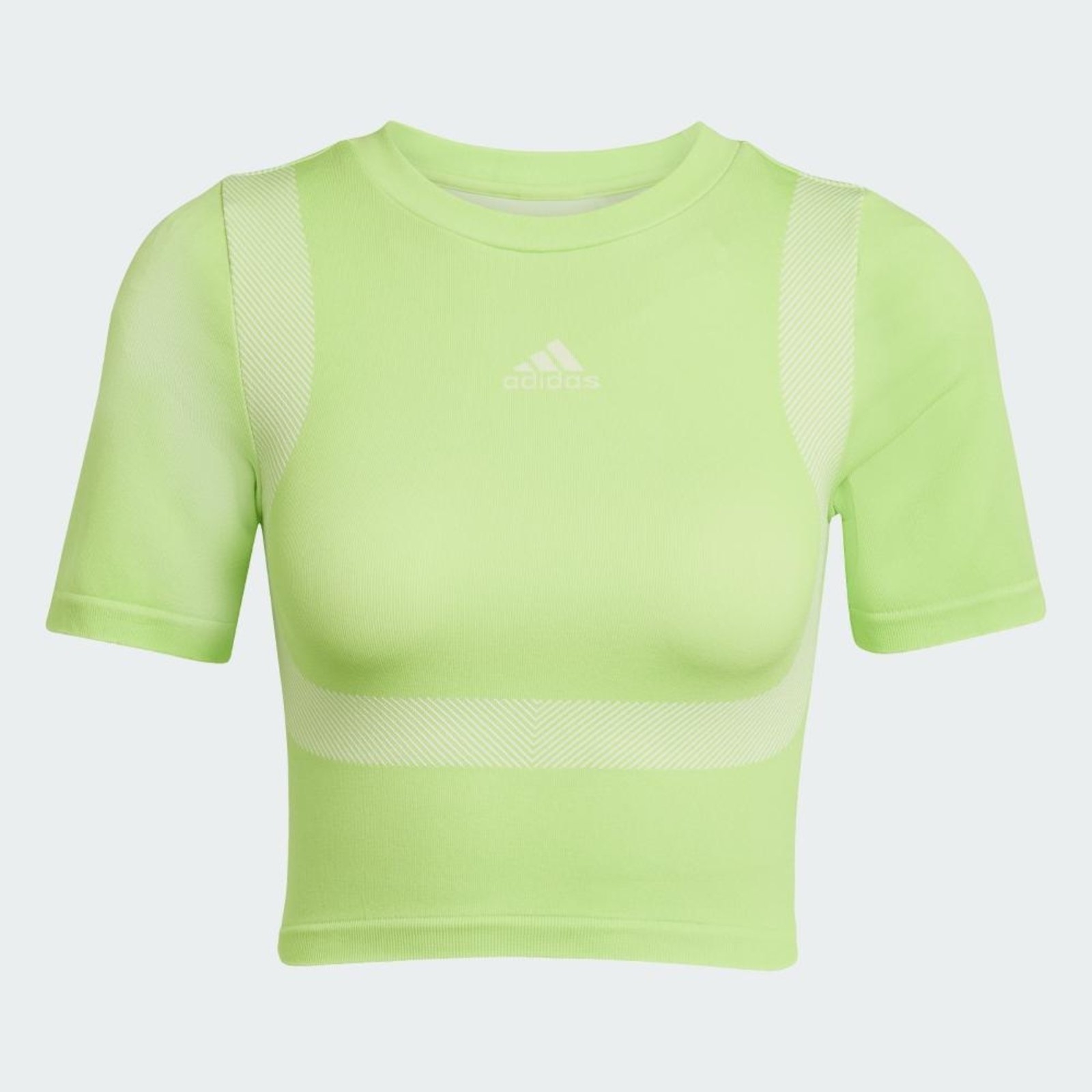 Vista 3 Camiseta baby look Techfit sem costura adidas Originals verde Adidas verde