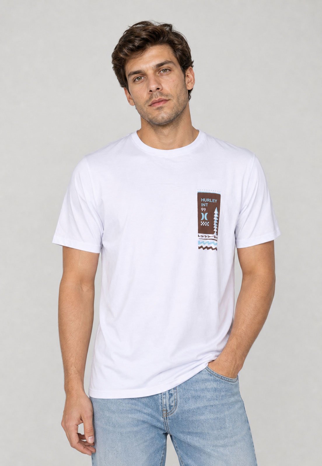 Camiseta Masculina Hurley Selo Branco