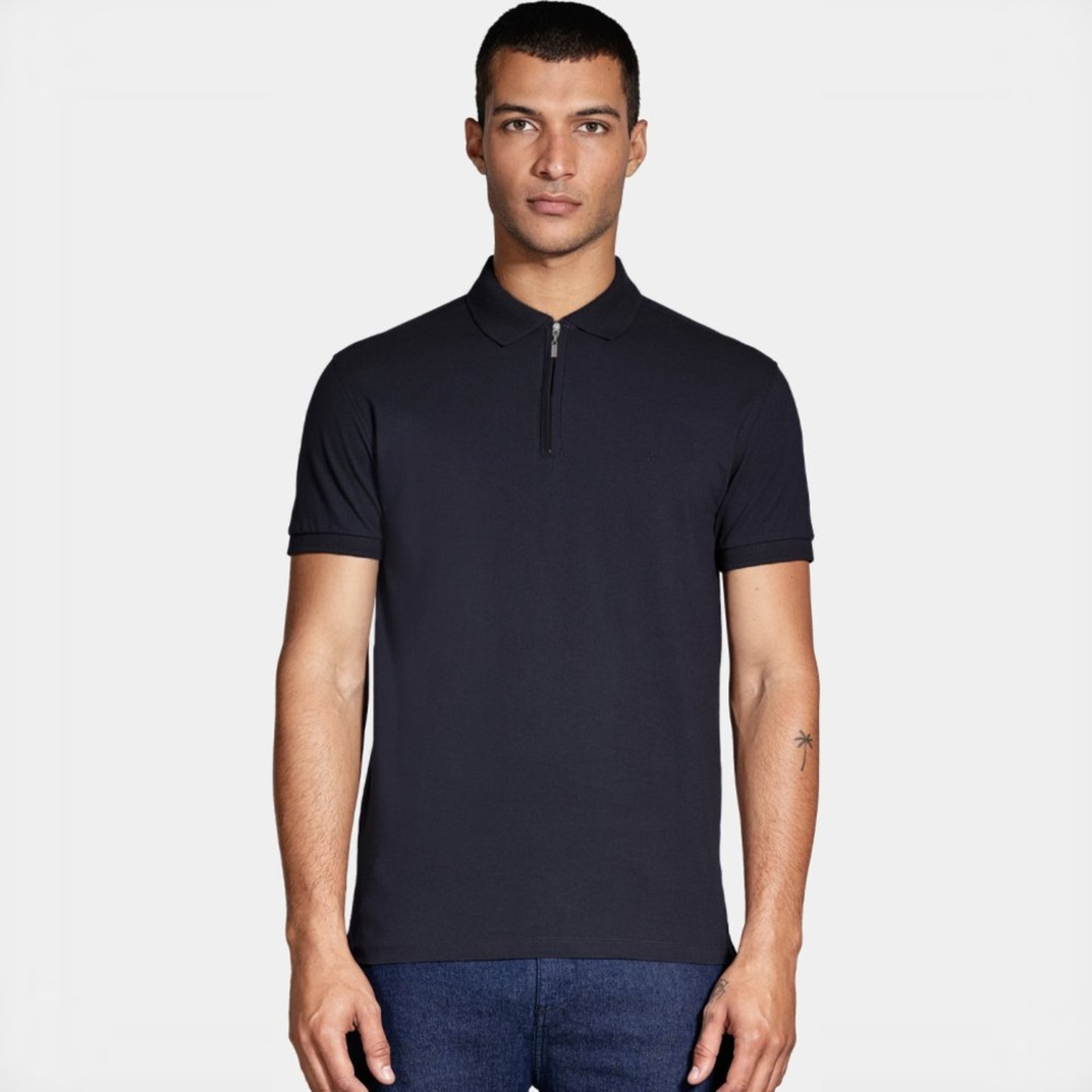 Camisa Polo Aramis Piquet Zip Ve27 Marinho Masculino