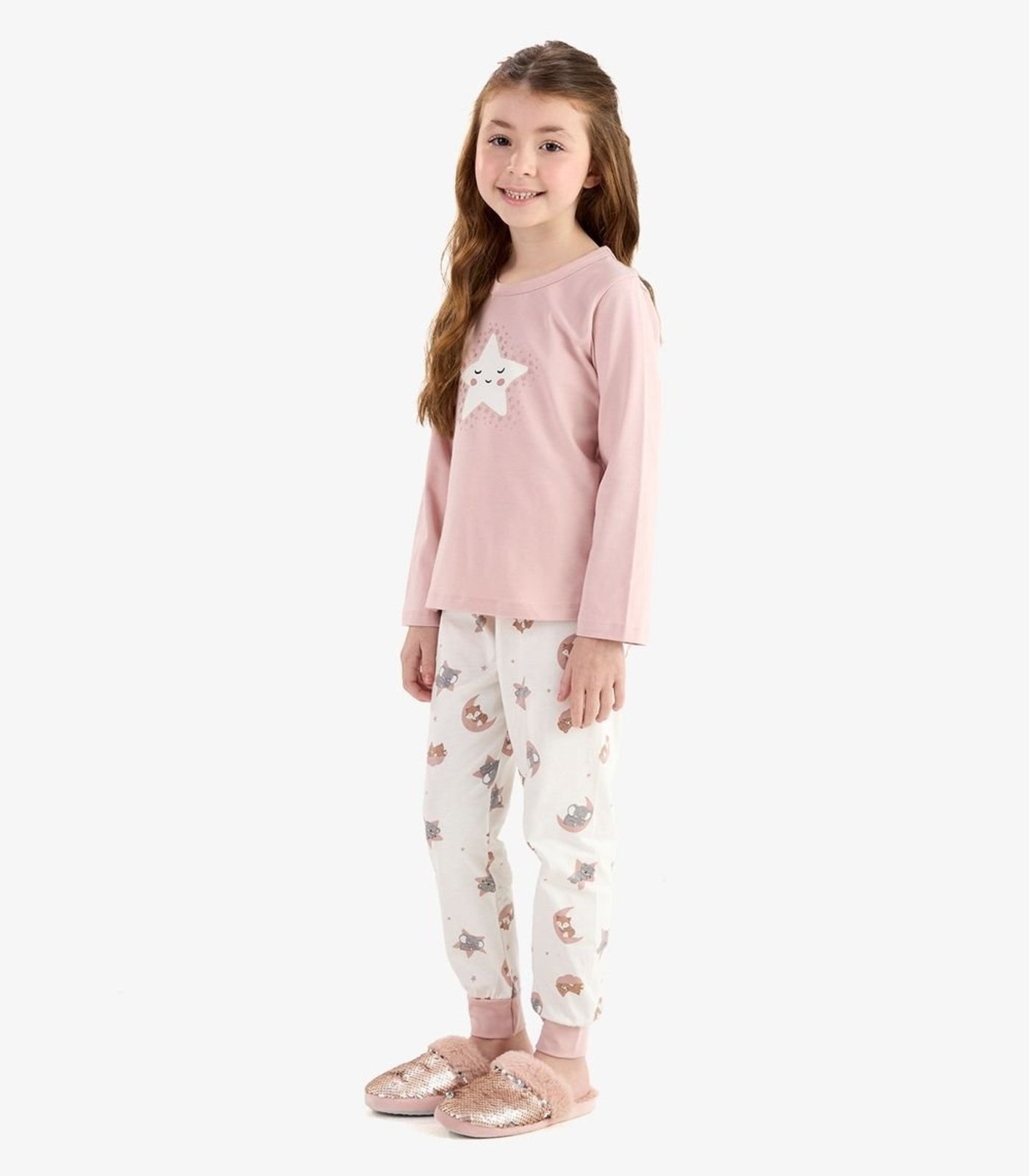 Pijama Cotton em Meia Malha Rovi Rosa