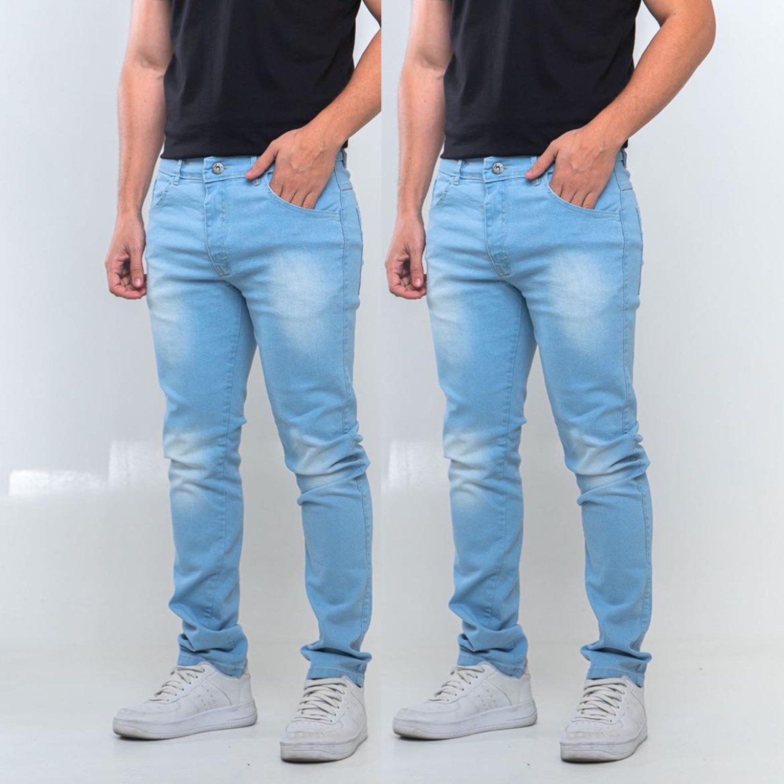 Kit 2 Calças Jeans Delave Masculina Tempo Habil Confortavel e Casual Azul