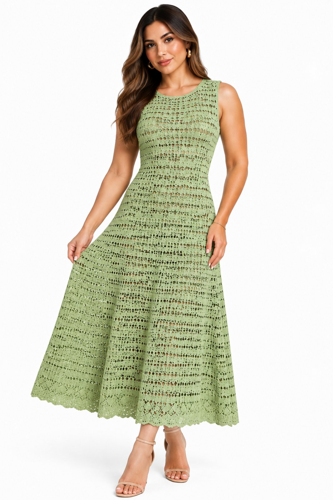 Vestido Midi em Tricô D Bell Outlet Fashion Verde