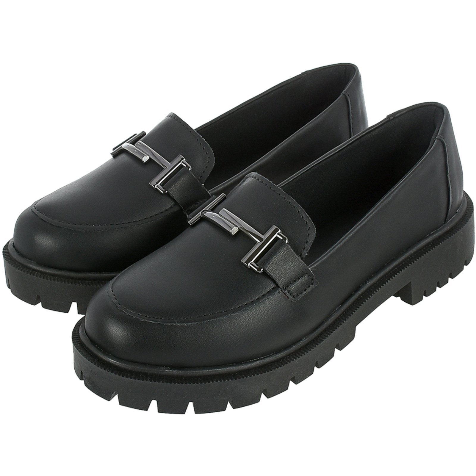 Sapato Feminino Mocassim Tratorado Donatella Shoes Bico Redondo Confort Preto