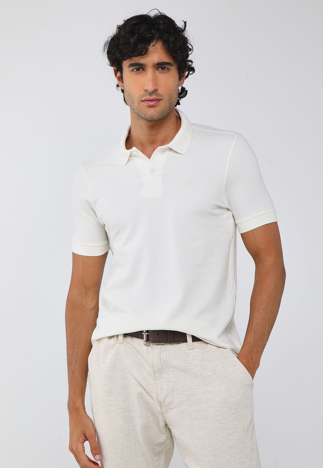 Polo Masculina Aeropostale Piquet Off-White
