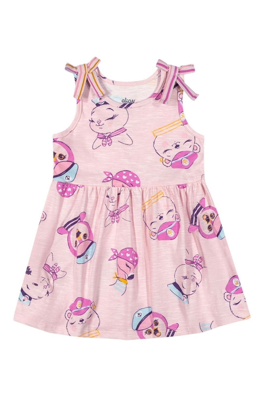 Vista 2 Infantil - Vestido Menina Flamê Com Laços Elian amarelo Elian amarelo