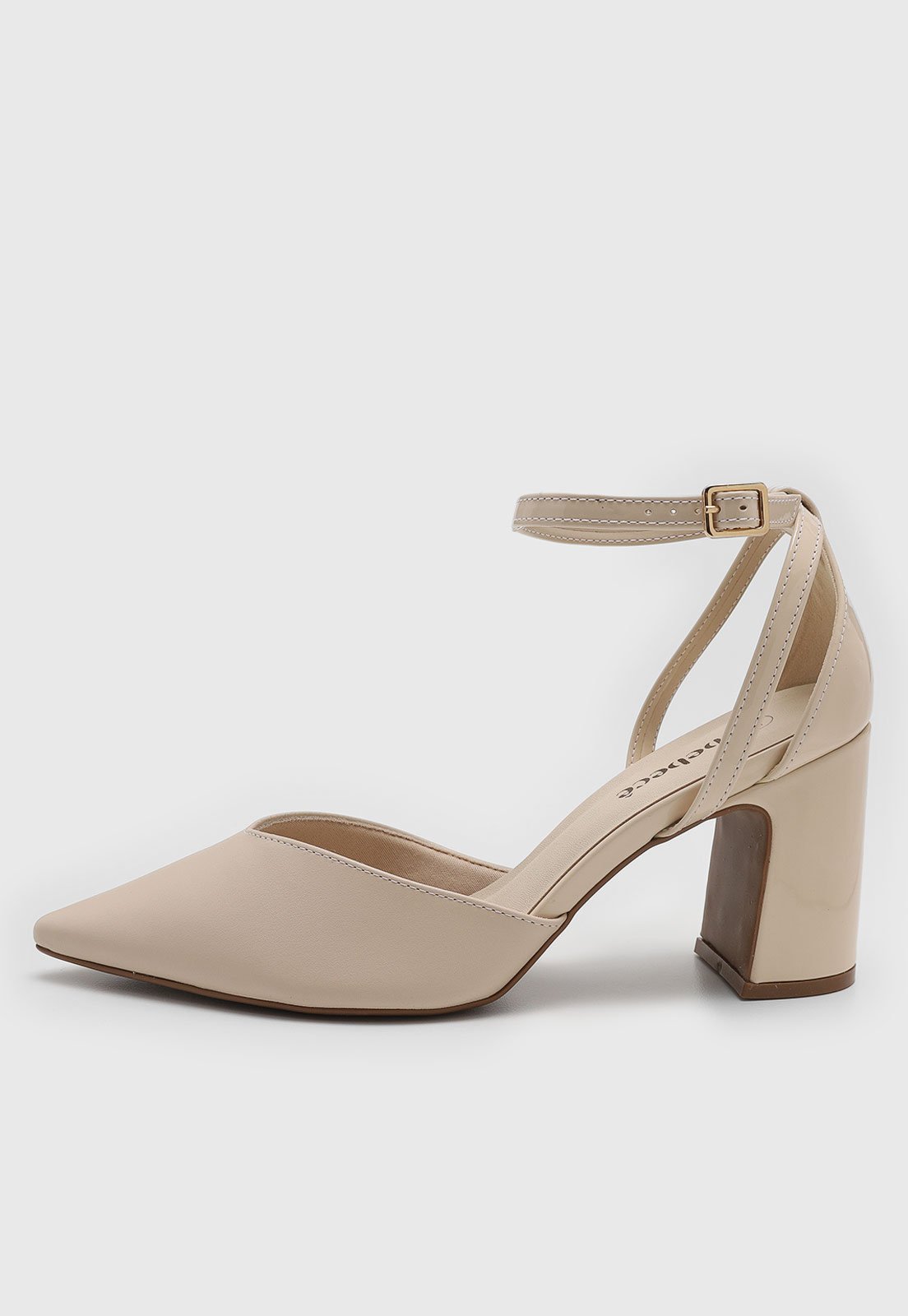 Scarpin Feminino cê Salto Bloco Bege