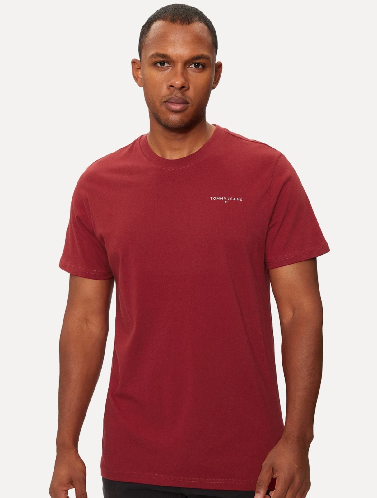 Vista 2 Camiseta Tommy Jeans Masculina Slim Linear Chest Escuro vermelho Tommy Jeans vermelho