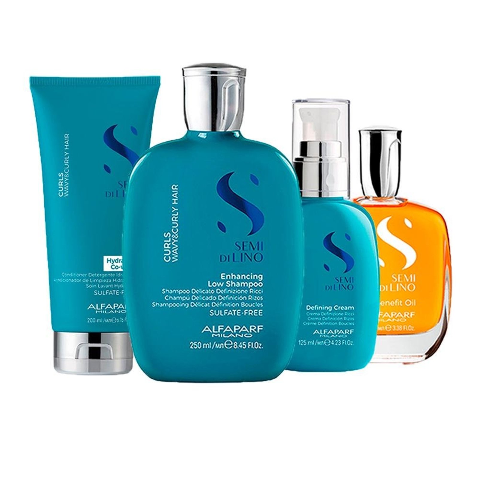 Alfaparf Semi Di Lino Curls Shampoo, Cond, Creme e Óleo
