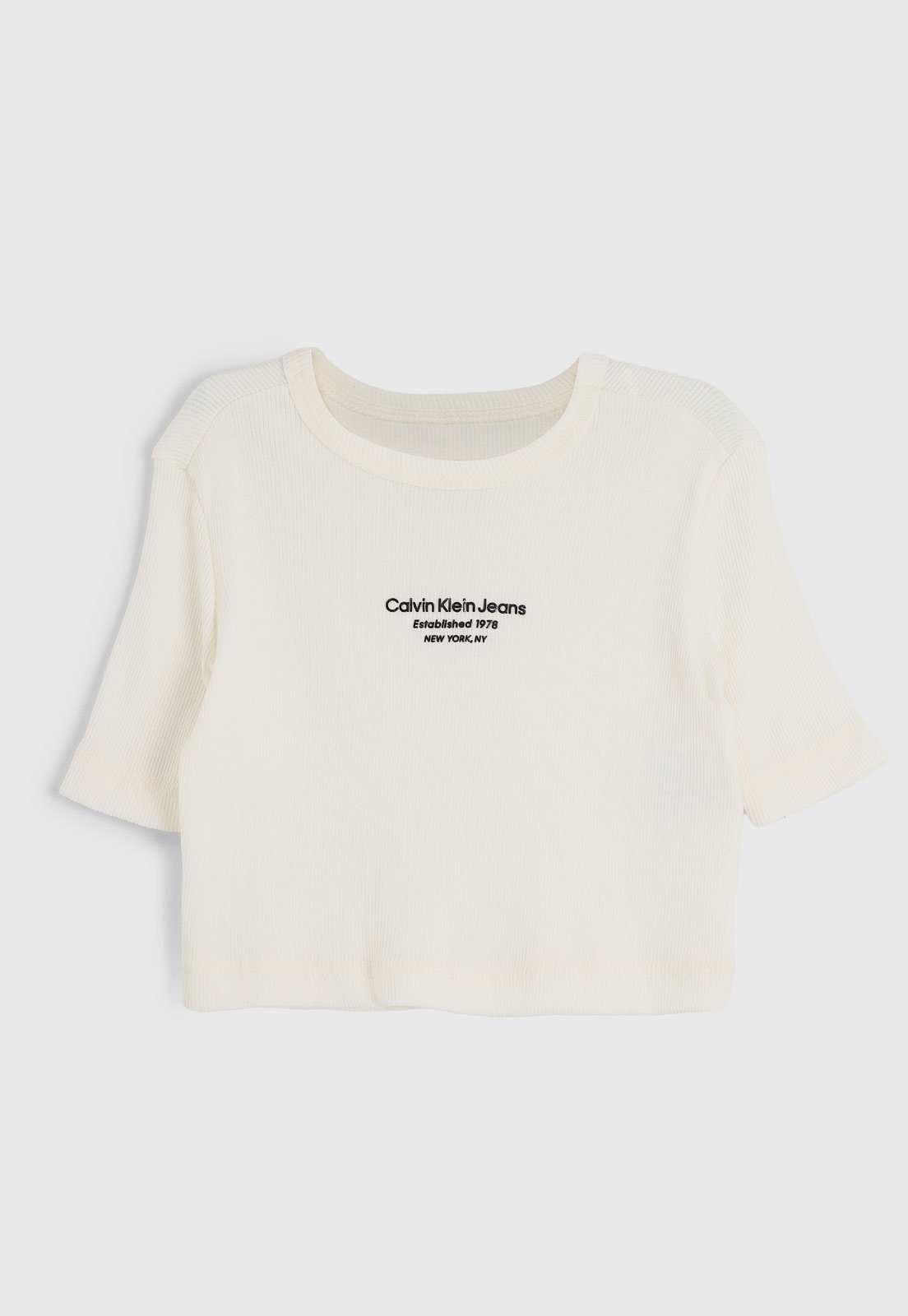 Infantil – Blusa Manga Curta Calvin Klein Logo Off-White
