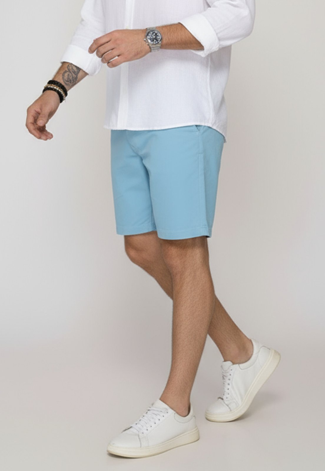 Bermuda Masculina Chino em Sarja Conforto e Estilo Casual Azul
