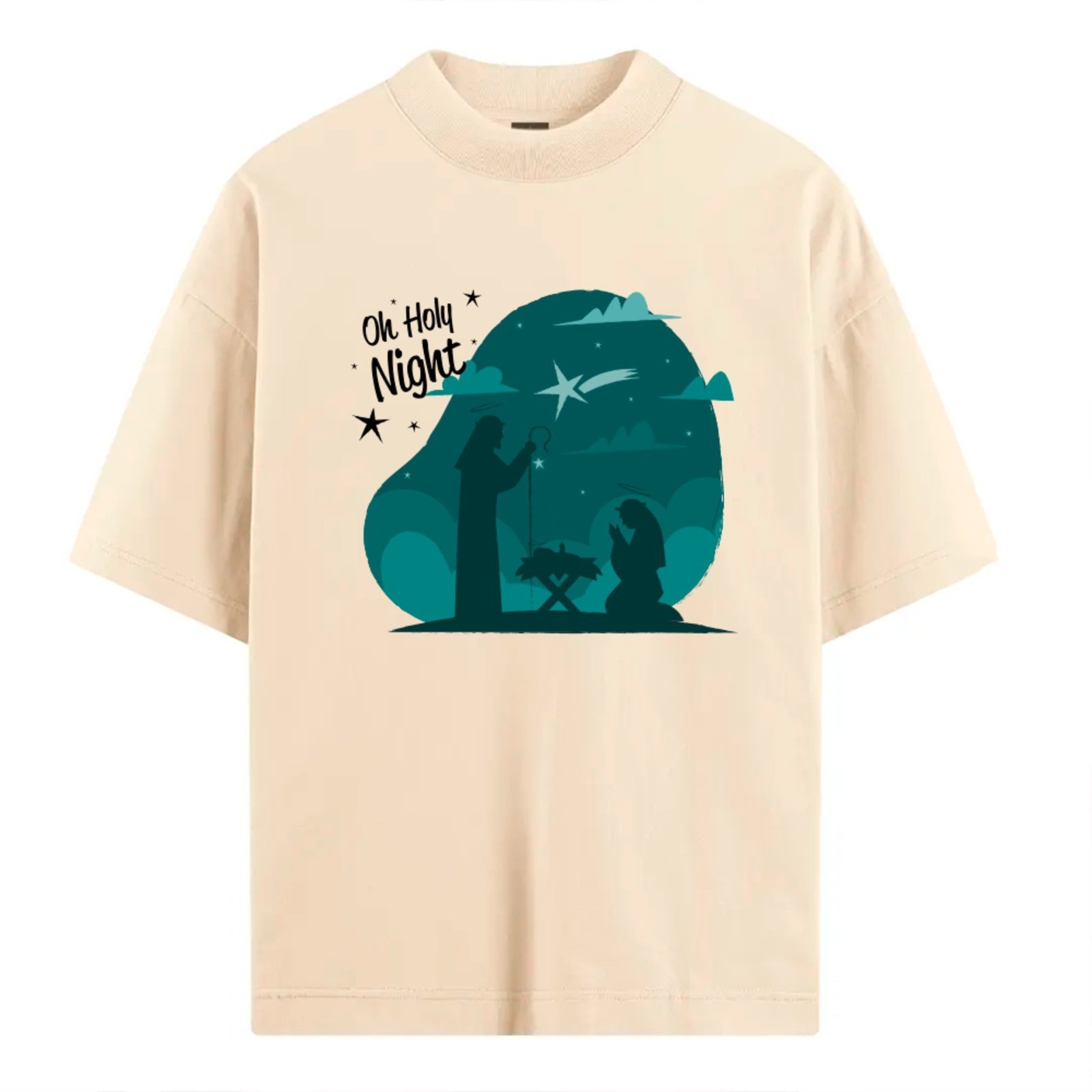 Vista 2 Camiseta Ousy Oversized Oh Holy Night Estampa Natalina Religiosa Unissex Off White off-white white ousy off-white white