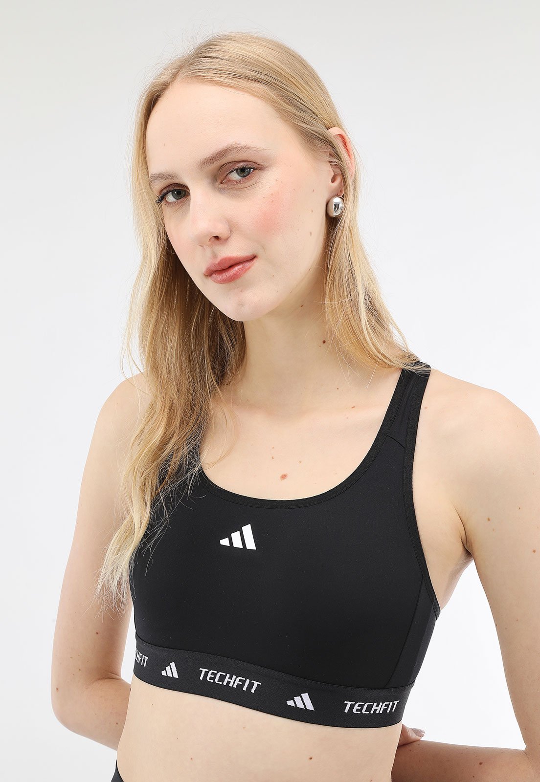 Top adidas Performance Ajustada 3 Stripes Techfit Preto
