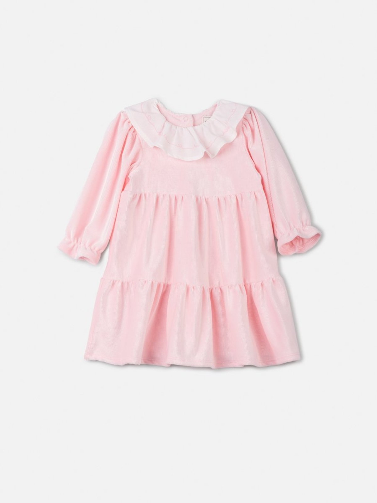 Infantil - Vestido Rosa Cotelê com Golinha