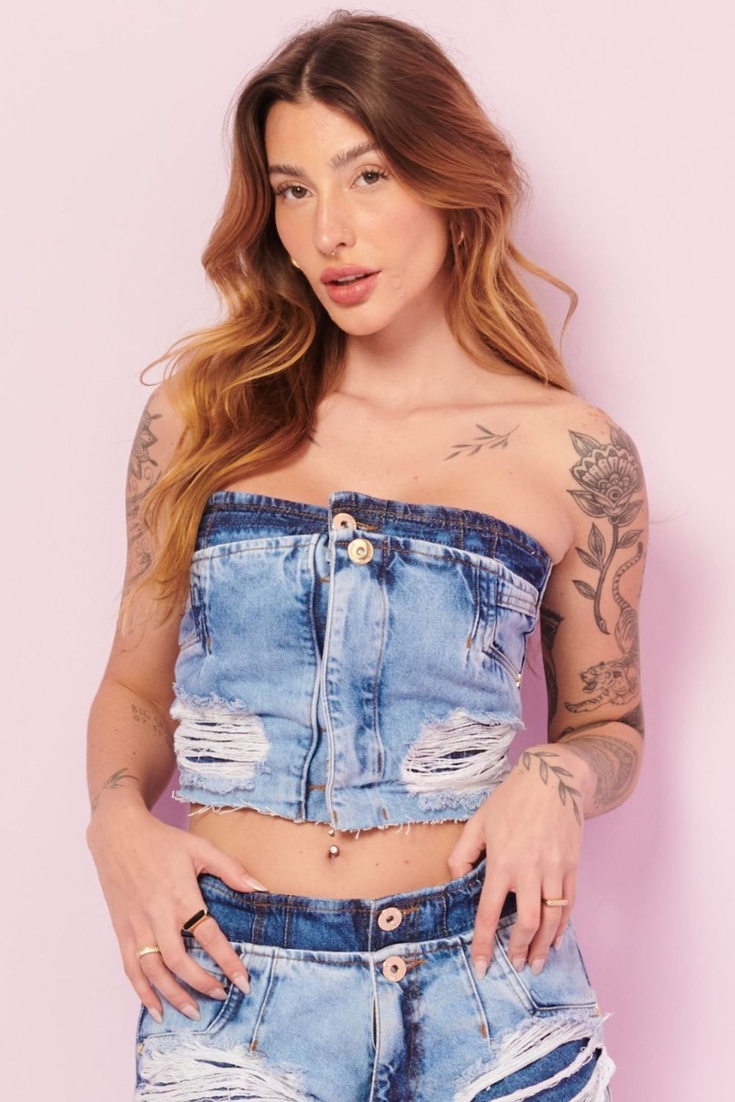 Top Feminino Sem Mangas Com Puidos Planet Girls Jeans Claro