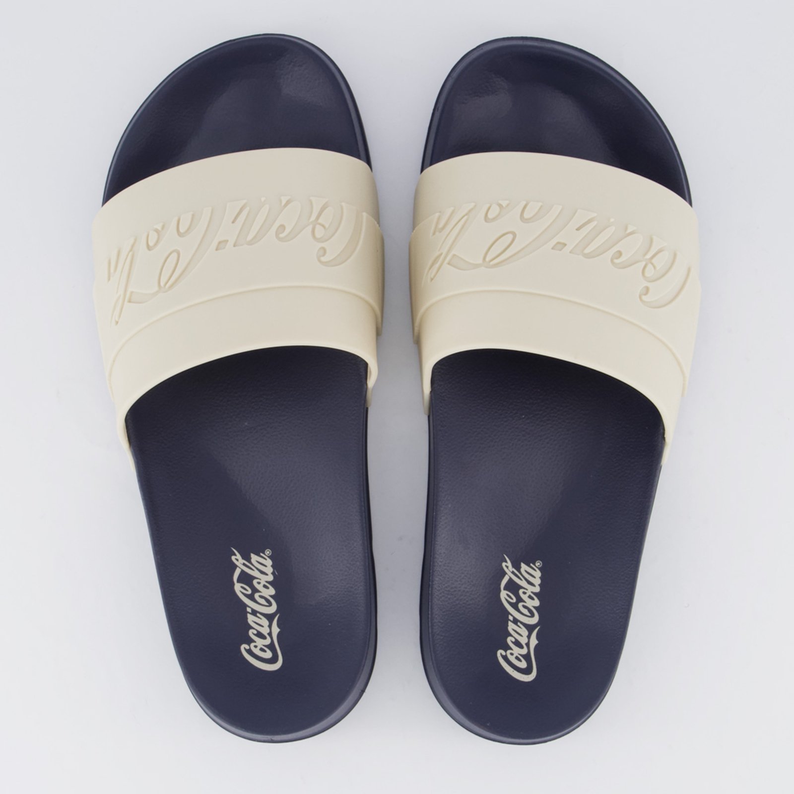 Chinelo Coca Cola Injetado Slide Elevate Marinho e Bege